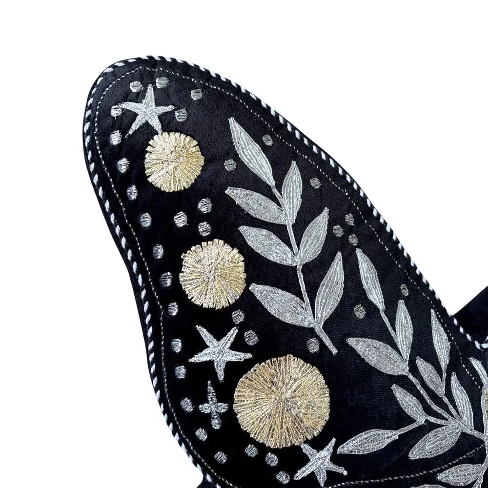 Cynthia Rowley Embroidered Butterfly Celestial Pillow 18x22 Halloween Decor New
